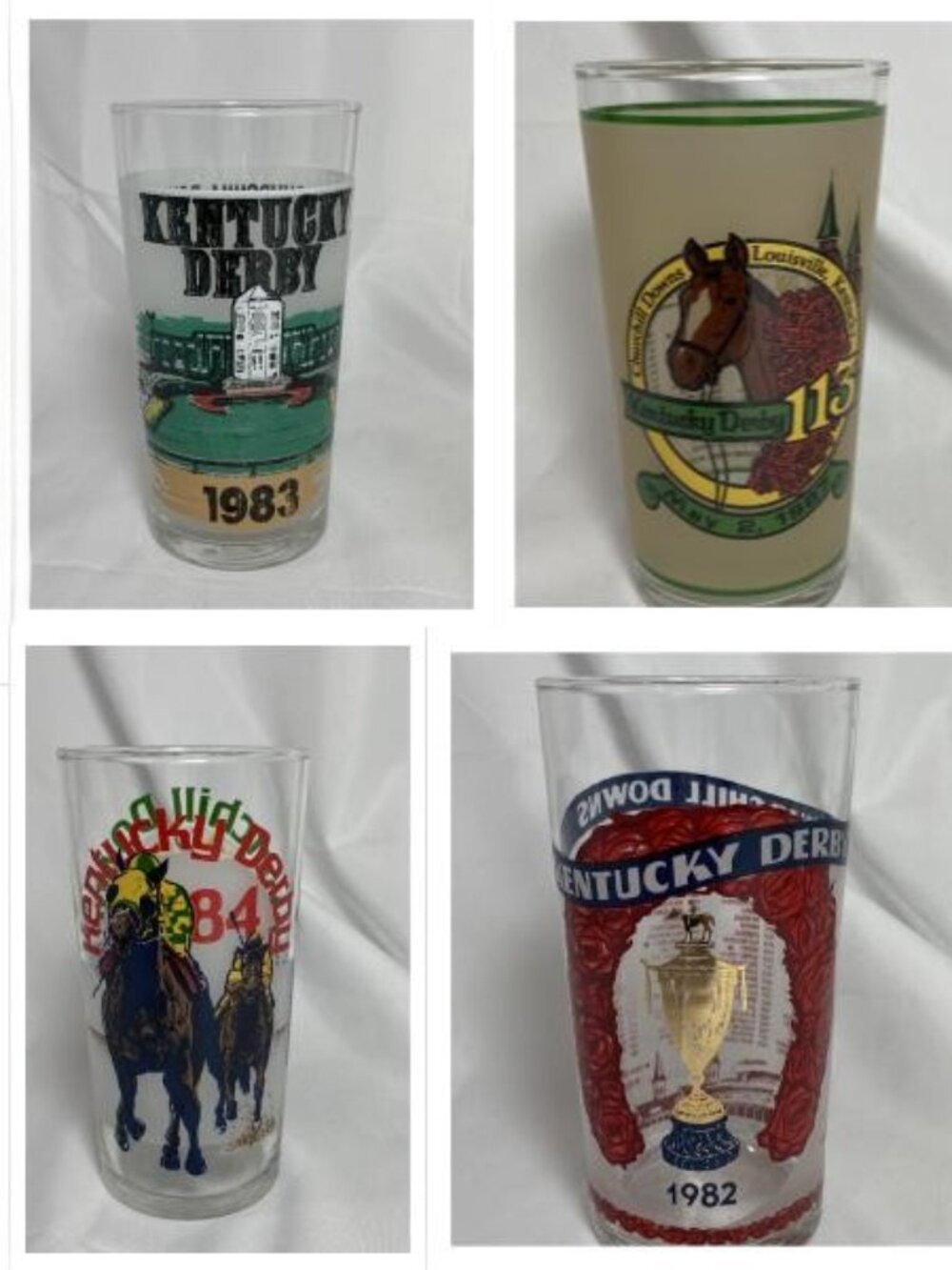 (7) Vntg 1980's Kentucky Derby Commemorative Glasses Churchill Downs, New